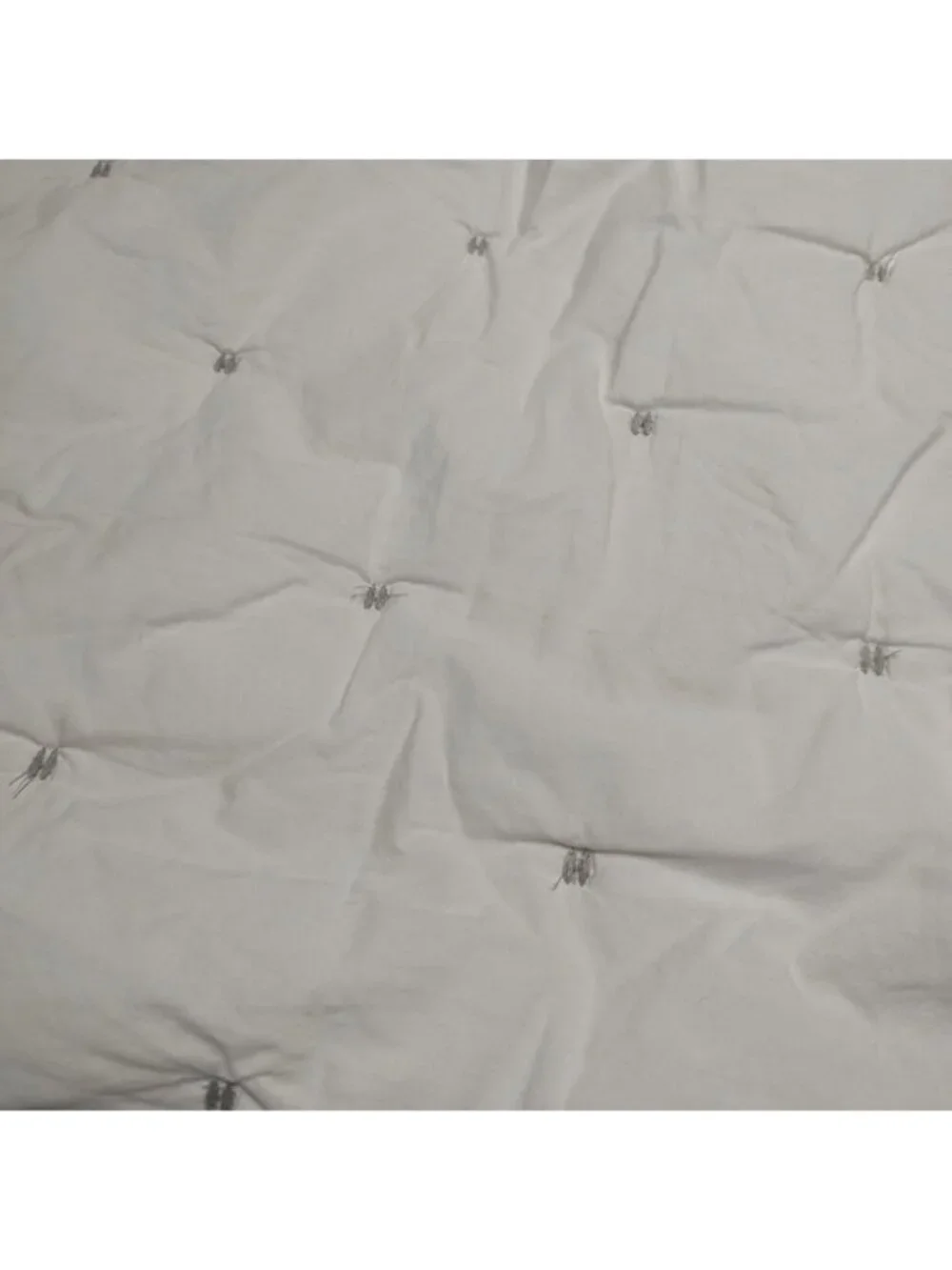 West Elm White Silver Tufted King Pillow Sham Cover